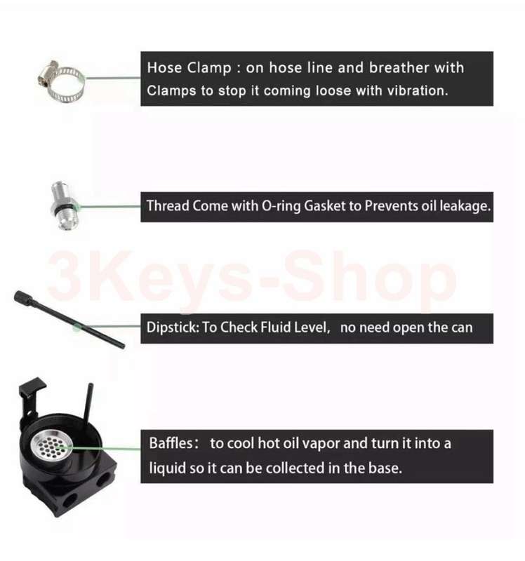 300ML Engine Oil Catch Can Reservoir Tank Cylinder Baffled Aluminum with Adapter