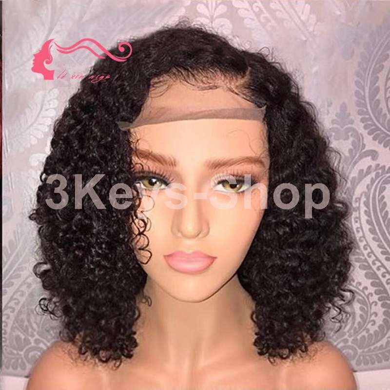 Lace Front Wigs Short Bob Wigs Pre Plucked With Baby Hair Curly Brazilian Remy Hair Wigs For Women (