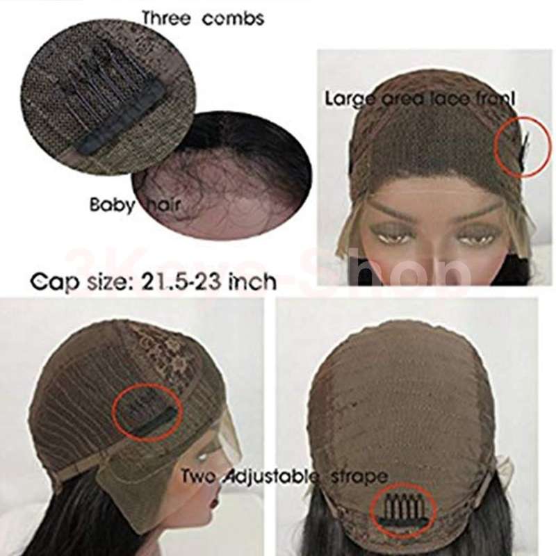 Short Bob Lace Front Wigs Glueless Natural Black Straight Bob Wig Heat Resistant Fiber Hair Synthet