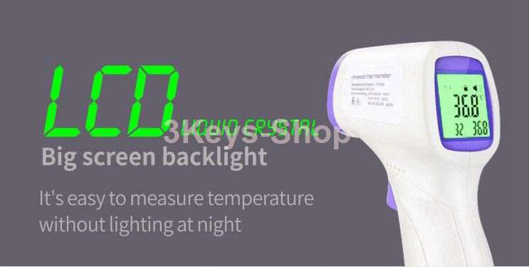 Multi Purpose Digital Infrared Thermometer, with 3 Colors Backlight LCD Display, Non-Contact Forehe