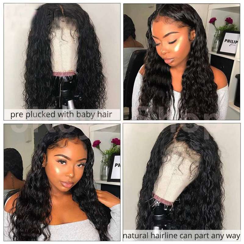 Hair Water Wave Lace Front Wigs  Baby Hair 150% Density Brazilian Wet and Wavy Wigs Hair Lace Front
