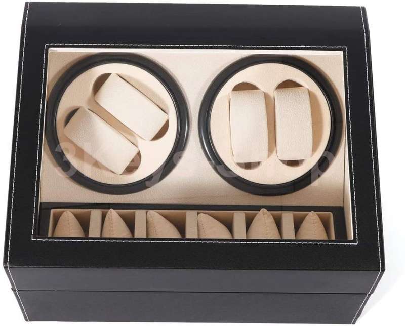 Automatic Watch Winder Display Box, 4+6 Automatic Rotation Leather Wood Watch Winder Storage Display