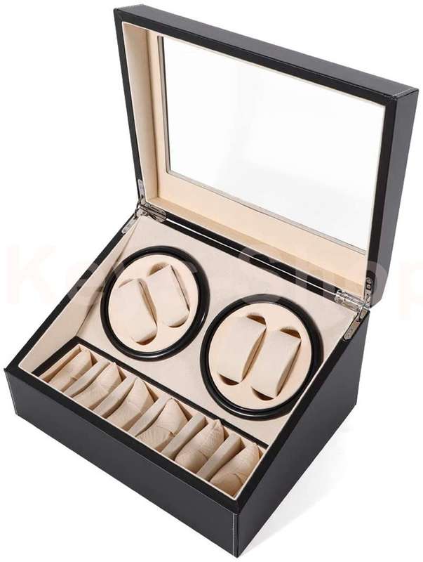 Automatic Watch Winder Display Box, 4+6 Automatic Rotation Leather Wood Watch Winder Storage Display