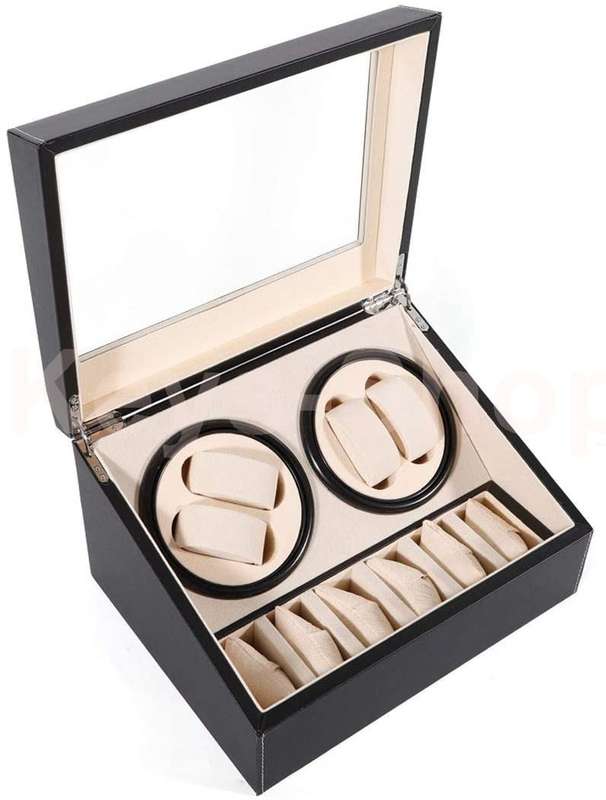 Automatic Watch Winder Display Box, 4+6 Automatic Rotation Leather Wood Watch Winder Storage Display