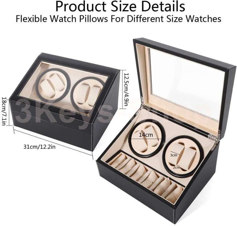 Automatic Watch Winder Display Box, 4+6 Automatic Rotation Leather Wood Watch Winder Storage Display