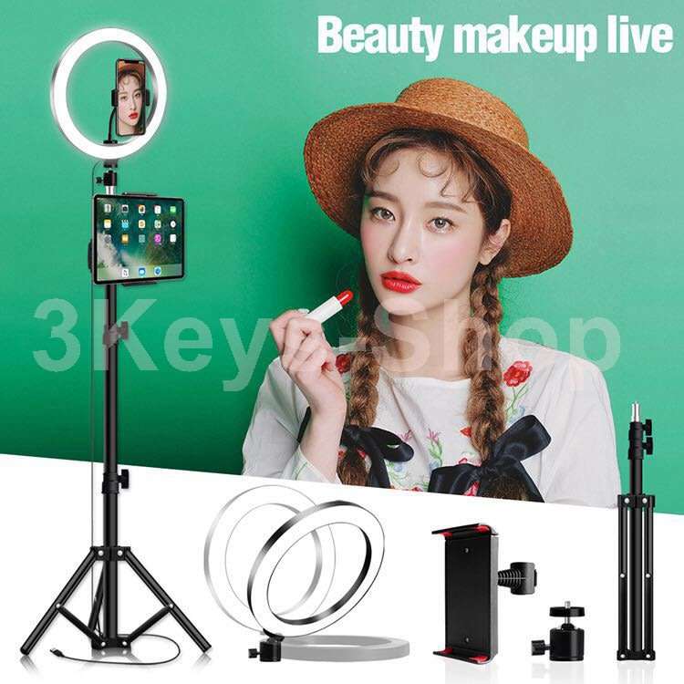26cm Ring Light for iPad, LED Ring Light with Tripod Stand, Dimmable Makeup Light, YouTube