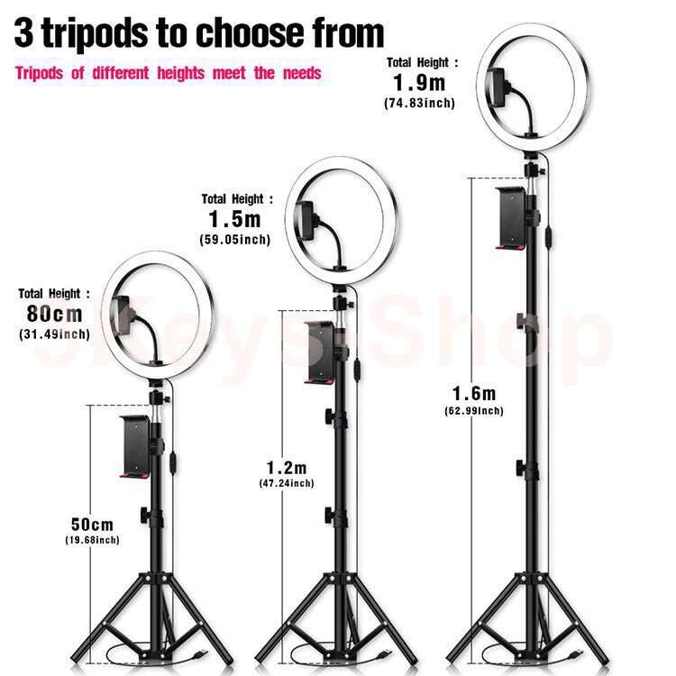 26cm Ring Light for iPad, LED Ring Light with Tripod Stand, Dimmable Makeup Light, YouTube