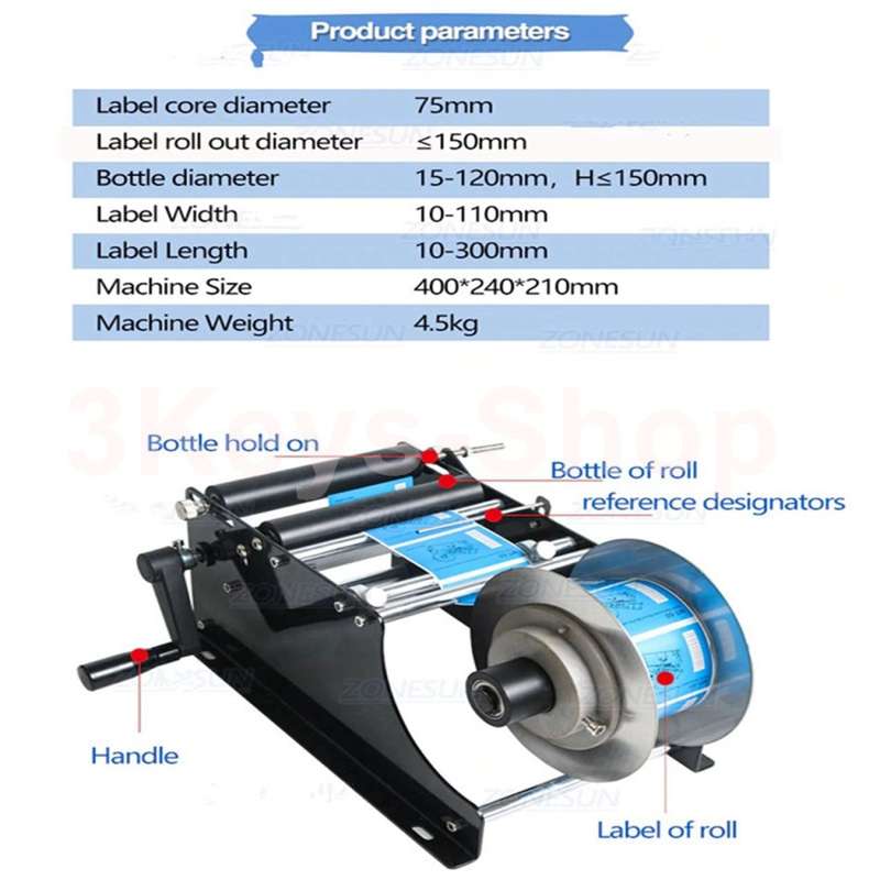 Manual Labeling Machine, Round Bottle Sticker Label Machine Labeler 30Times/Minute