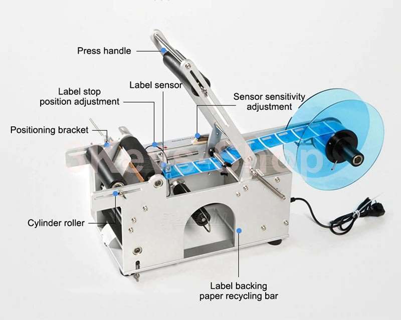 Automatic labeling machine for round bottles