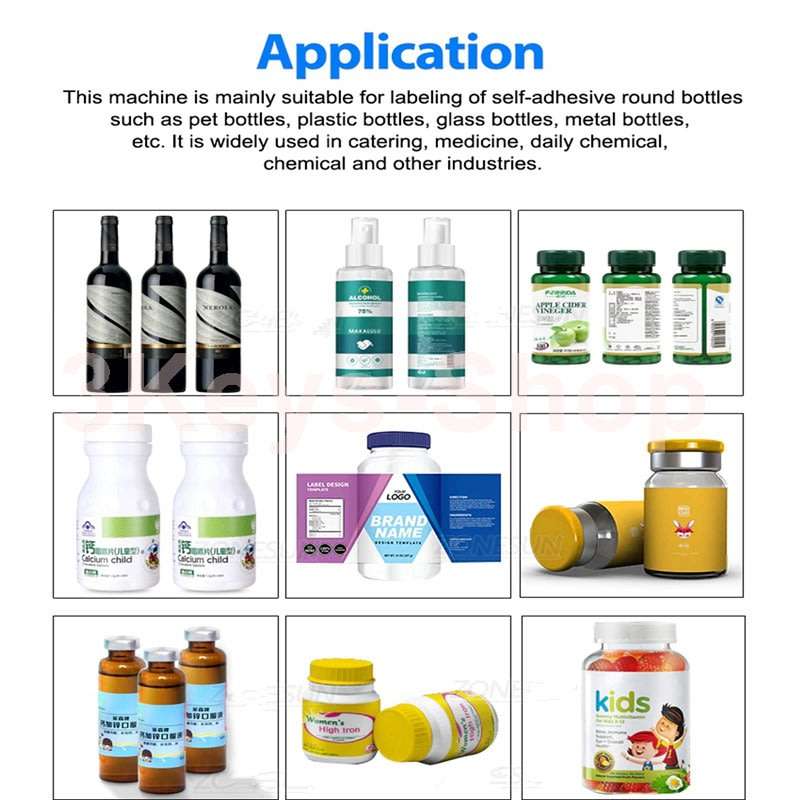 Automatic labeling machine for round bottles