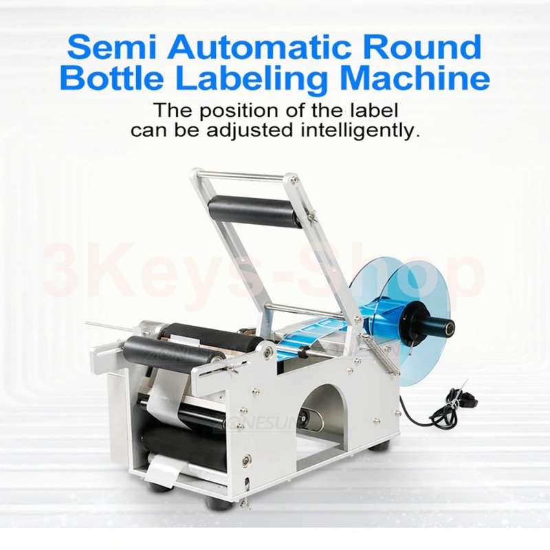 Automatic labeling machine for round bottles