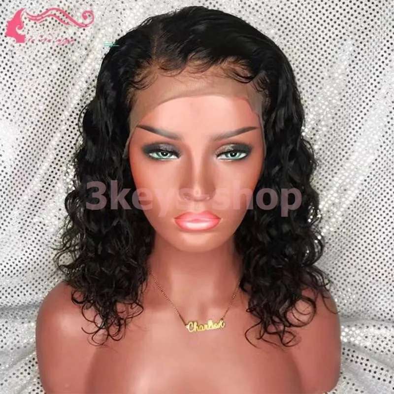 2019 New Front lace wig body wave Medium long hair wigs naturel black