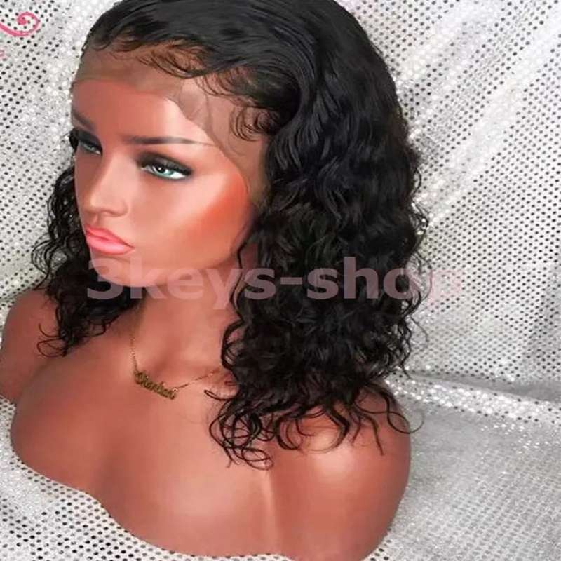 2019 New Front lace wig body wave Medium long hair wigs naturel black