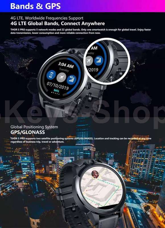 Zeblaze THOR 5 PRO SmartWatch 4G LTE 3GB+32GB Dual Camera Face Unlock Ceramic Bezel Quad Core Sport