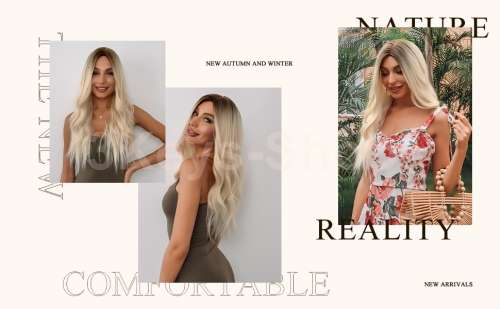 Blonde Long Curly Hair Wig Long Blonde Wigs for Women Synthetic Curly Hair with Dark Roots Middle Pa