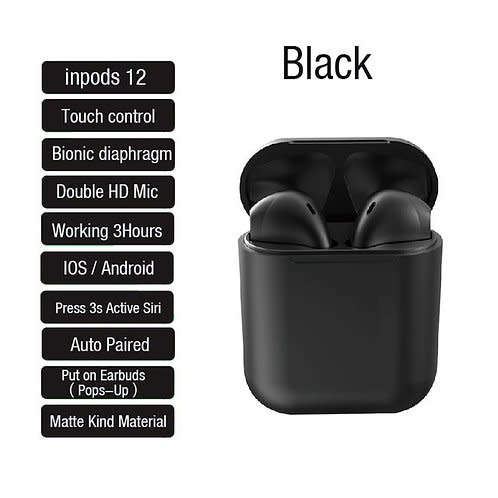 inPods 12 TWS Wireless Bluetooth 5.0 Earphones - black
