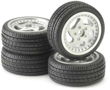 ANSMANN RACING TIRE & RIM SET "STAR" SILVER
