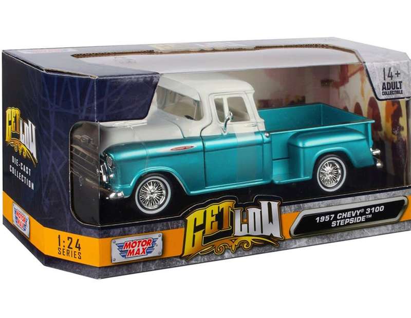 Motormax  1:24 1957 Get Low Chevy 3100 Stepside  Turquoise Met.