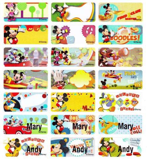 Disney Mickey Mouse Cartoon Name Labels/ Name Stickers (55 PCS, medium)