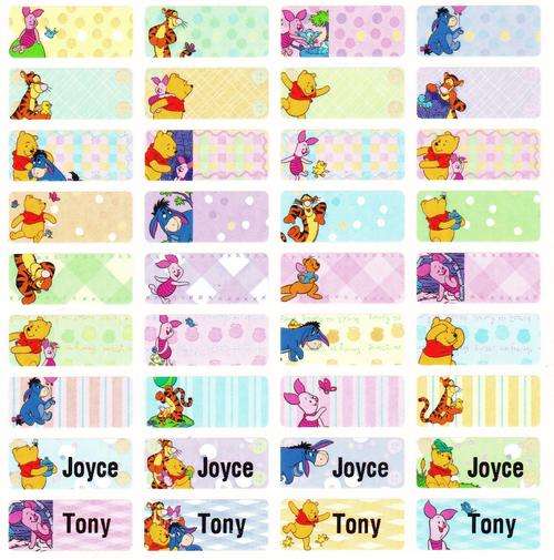 Winnie the Pooh Name Labels/ Name Stickers (100 PCS, small)