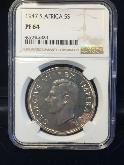 1947 5 Shilling Silver Crown NGC PF64