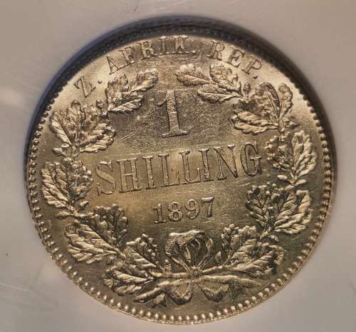 1897 ZAR Shilling NGC AU58