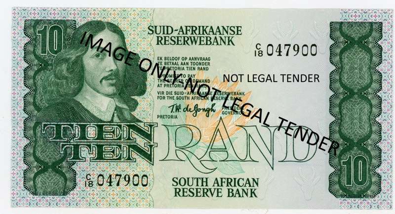 TW de Jongh R10 note UNC. Pick 120a. C18/047900 No Security Thread