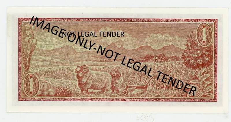 TW de Jongh R1 Note. Pick 116b. Small note 1975. B397/383671. Van Riebeek Watermark.