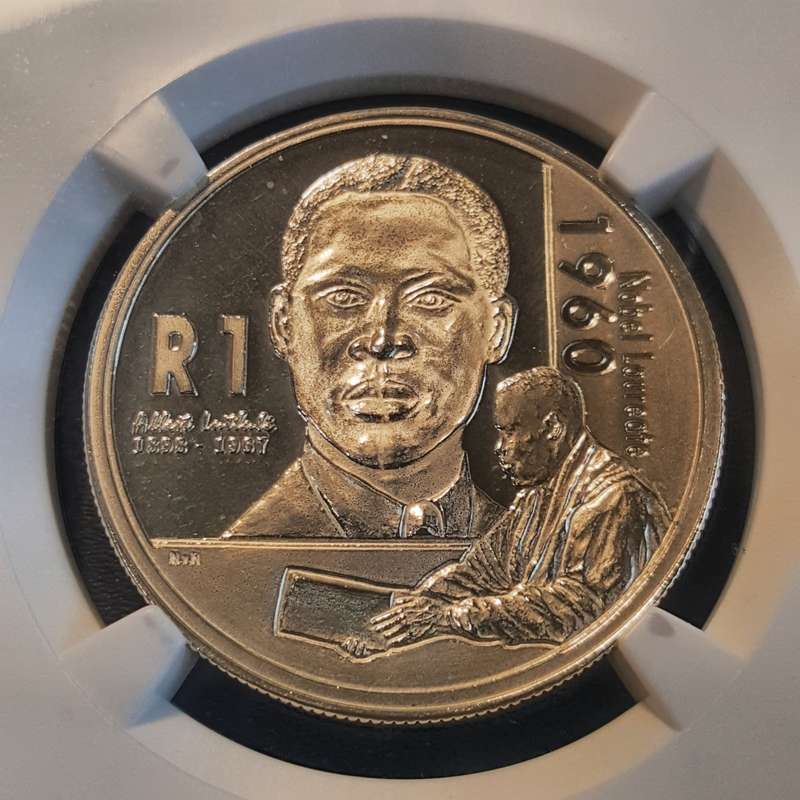 2005 Silver R1 Albert Luthuli NGC MS66. ONLY 256 NON PROOF COINS MINTED.