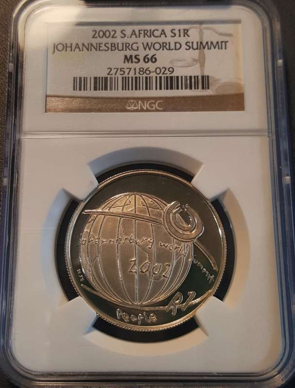 2002 Silver R1 World Summit NGC MS66. ONLY 118 NON PROOF MINTED. EXTREMELY RARE.