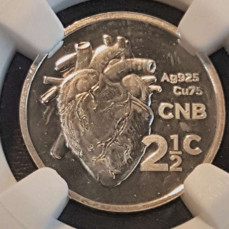2017 Flypress 2.5 Cent, NGC PF69 Ultra Cameo, Heart Transplant, Cape Town Coin Show Mint Mark.