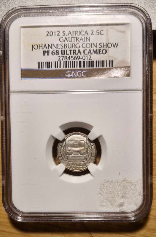 2012 Flypress 2.5 Cent NGC PF 68 UC, Gautrain, Johannesburg Coin Show Mint Mark