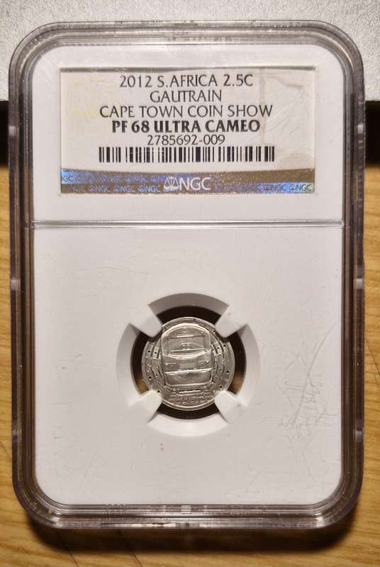 2012 Flypress 2.5 Cent NGC PF 68 UC, Gautrain, Cape Town Coin Show Mint Mark