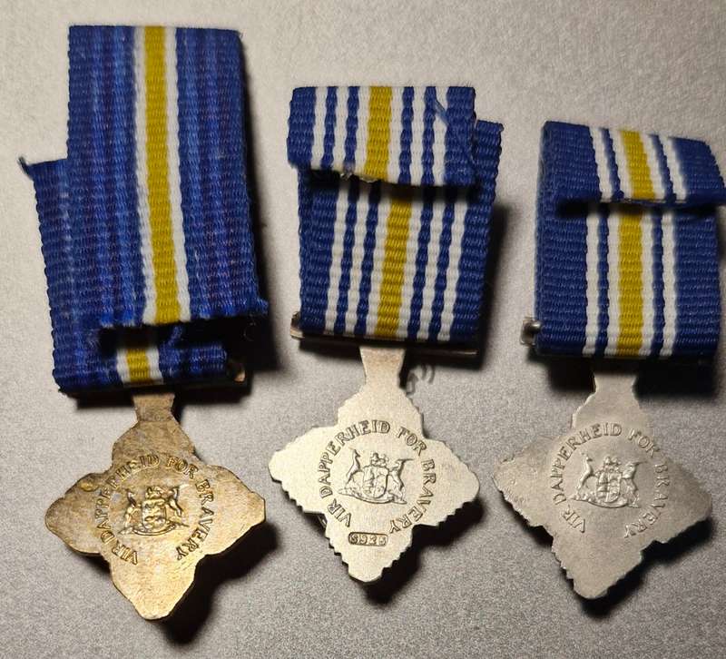 Set of MINIATURE  South African Police Force, Bravery Medals.