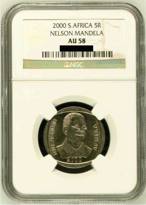 2000 R5 mandela Smiley AU58 NGC RARE GRADE