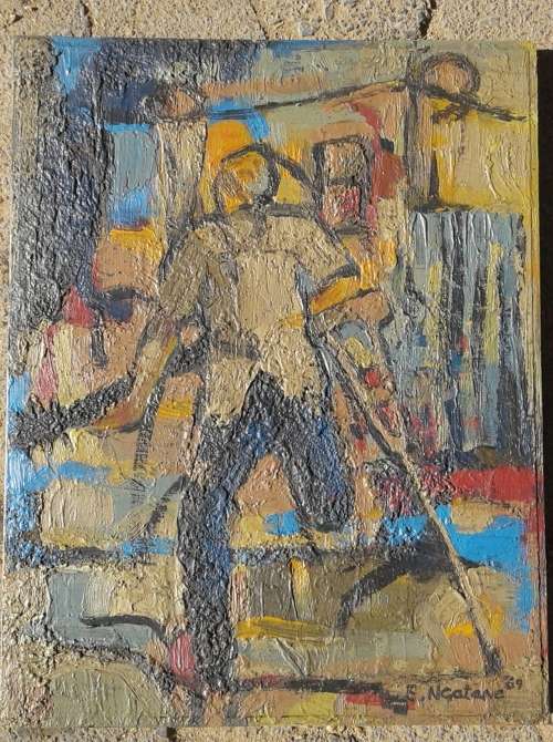 Ephraim Ngatane 1938-1971...Song of life 39x30 cm Oil