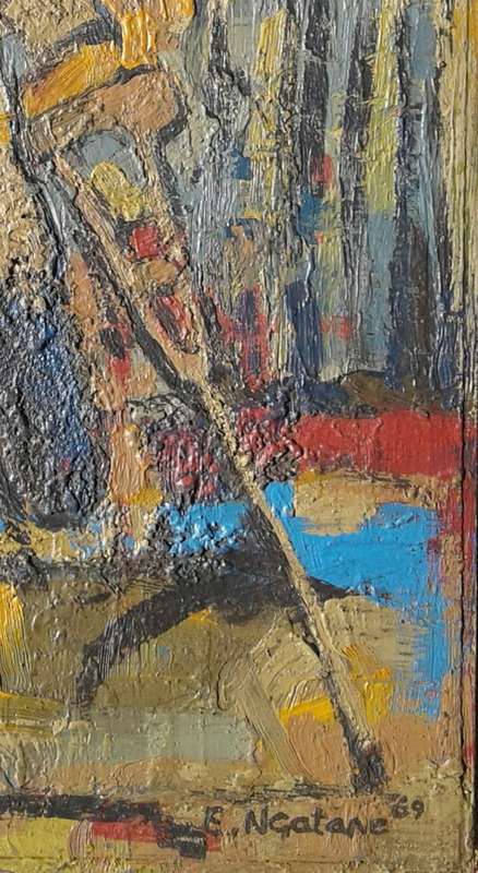 Ephraim Ngatane 1938-1971...Song of life 39x30 cm Oil