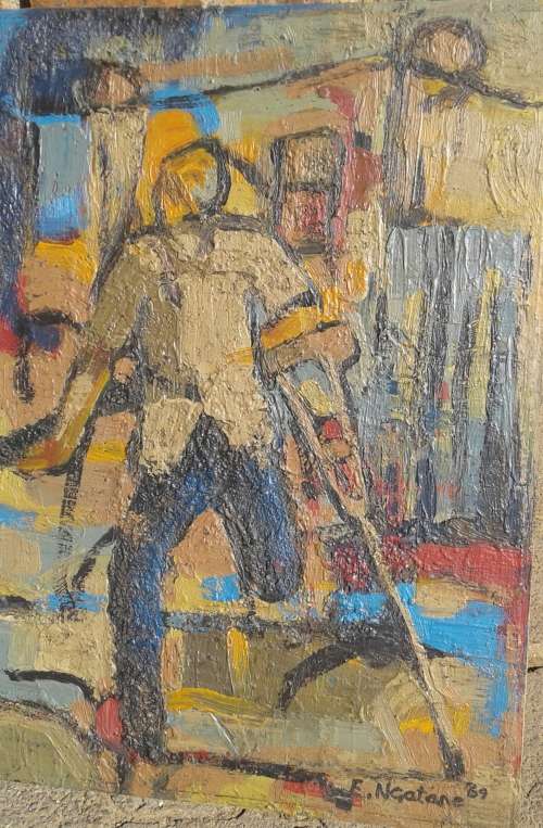 Ephraim Ngatane 1938-1971...Song of life 39x30 cm Oil