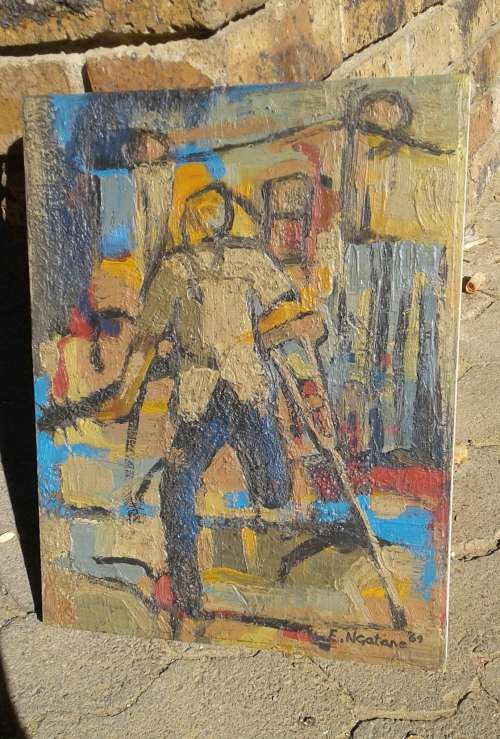 Ephraim Ngatane 1938-1971...Song of life 39x30 cm Oil