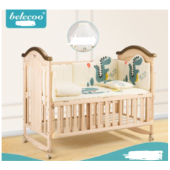 BELECOO SOLID NATURAL WOOD BABY BED BABY CRIB