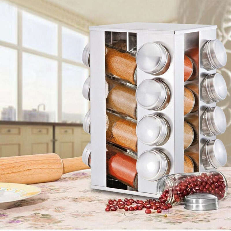 Rotating Spice Rack with 16 Spice Jars