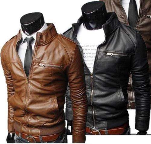 Men PU Leather Jacket Coat (Available in Black and Brown)