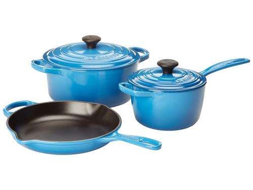 Five Piece Cast Iron Enamel Cookware Pot Set