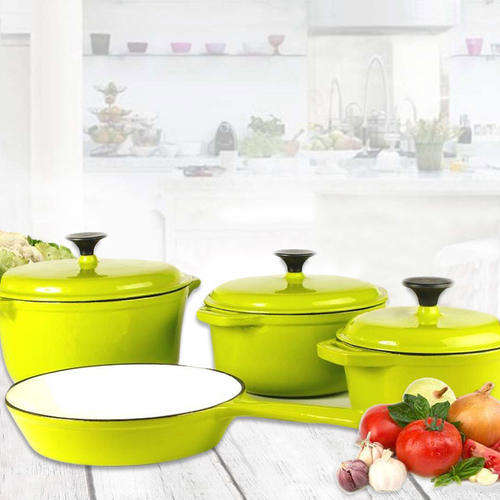 Rystel Seven Piece Cast Iron Enamel Cookware Pot Set