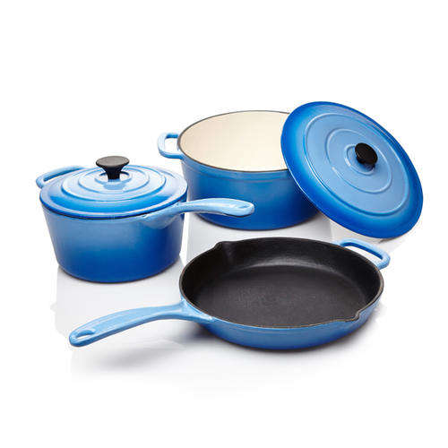 Five Piece Cast Iron Enamel Cookware Pot Set