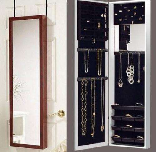 Hanging Jewellery Storage Cabinet with Full Length Mirror (for wall and door)