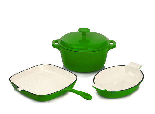 Rystel Four Piece Cast Iron Enamel Cookware Pot Set