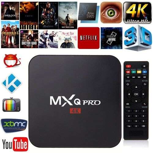 MXQ 4K Smart Android TV Box Media Player (Netlfix,  WiFi, Kodi)