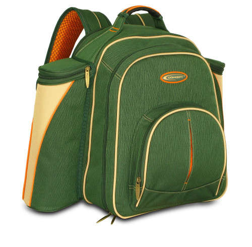 Riva 2 Person Travel Picnic Backpack with Utensils, Plates, Cloth Napkins, and Glasses