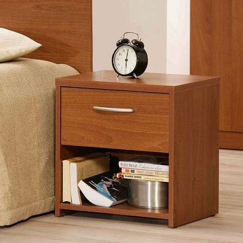 Bedstand Side Table Pedestal With Drawer - Dark Oak